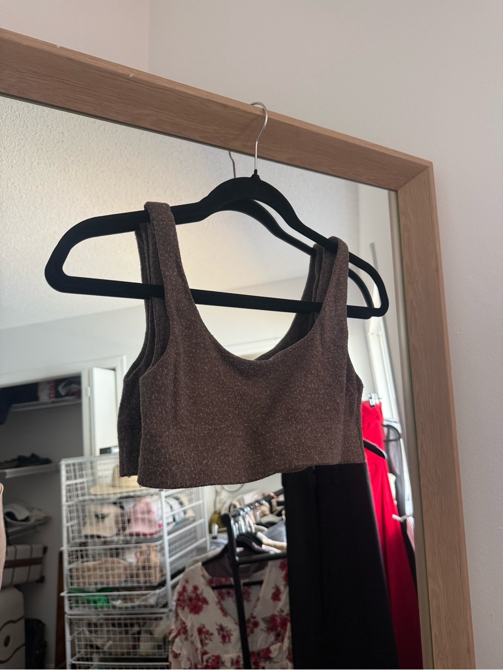 Brown Sparkle Scoop Neck Crop Tank Top - Women